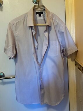 Banana Republic Purple Pinstripe Short-Sleeve Button-Down Men's Shirt